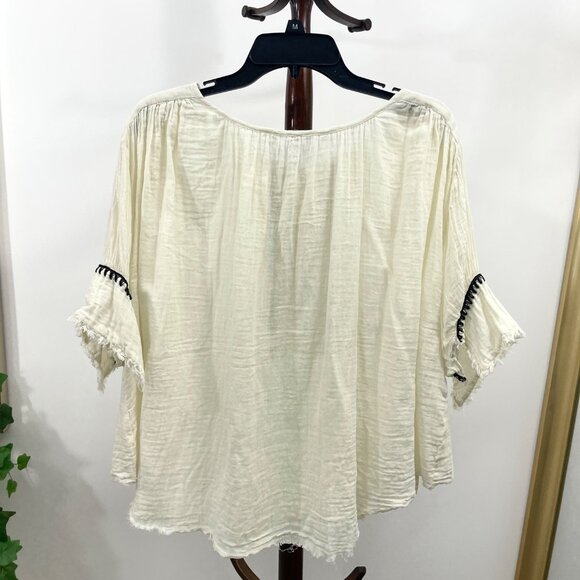 FP One Women's Boho Peasant Embroidered Top in Ivory‎ Size M - Picture 5 of 8